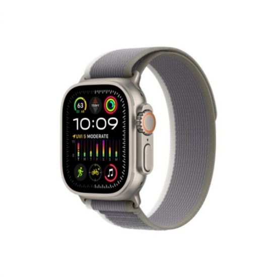 Picture of Apple Watch Ultra2 Cellular, 49mm Titanium Case w Green/Grey Trail Loop M/L, mrf43se/a